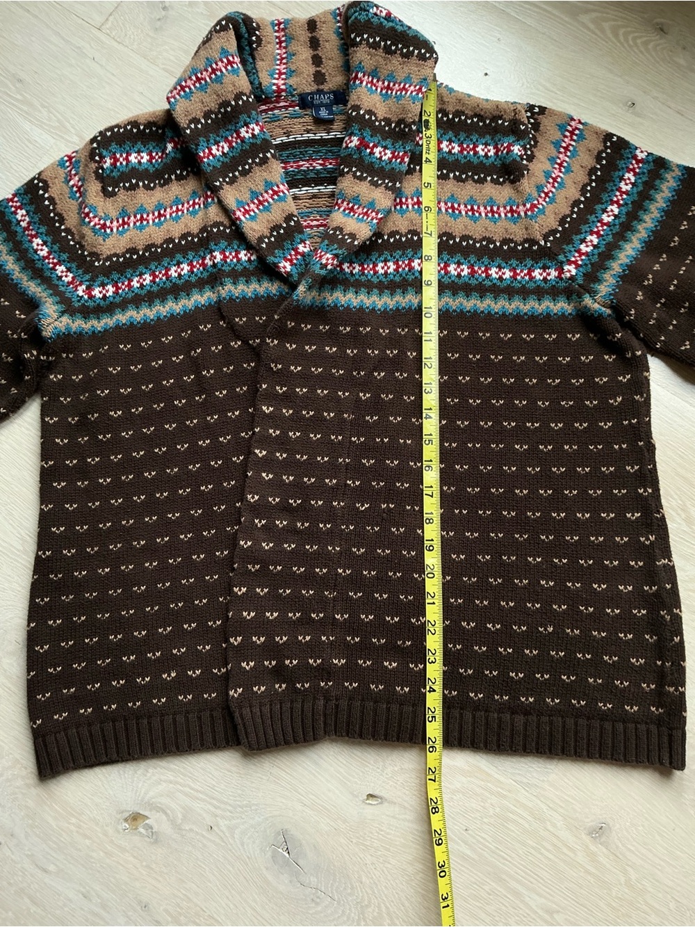 Vtg 80's Ralph Lauren Chaps Southwestern KnitFair Isle Shawl Cardigan Sweater XL - Picture 11 of 14